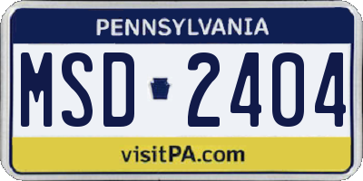 PA license plate MSD2404