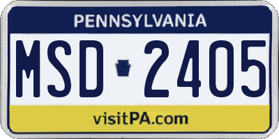 PA license plate MSD2405