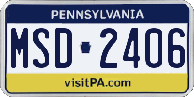 PA license plate MSD2406