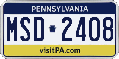 PA license plate MSD2408