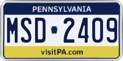 PA license plate MSD2409