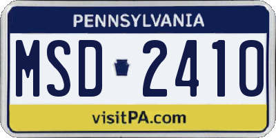 PA license plate MSD2410