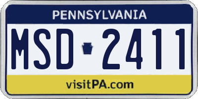 PA license plate MSD2411
