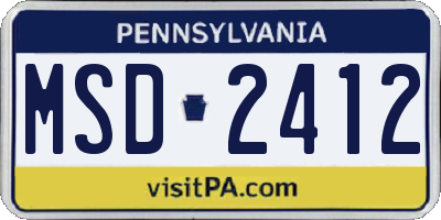 PA license plate MSD2412