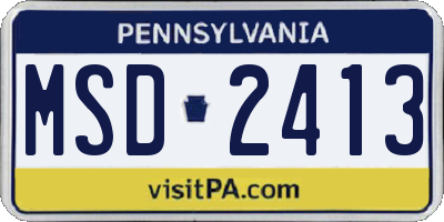 PA license plate MSD2413