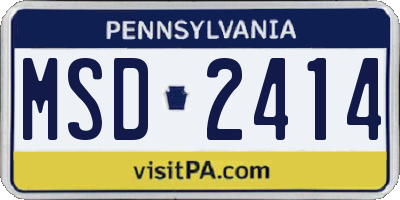 PA license plate MSD2414