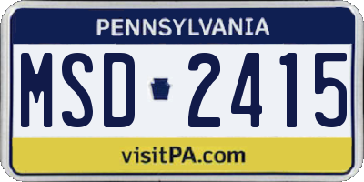 PA license plate MSD2415