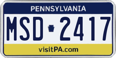 PA license plate MSD2417