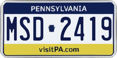 PA license plate MSD2419