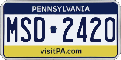 PA license plate MSD2420