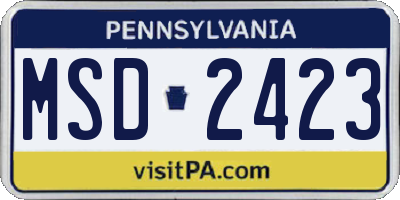 PA license plate MSD2423