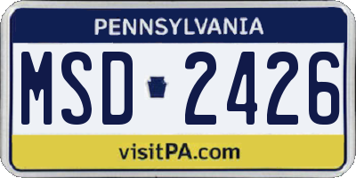 PA license plate MSD2426