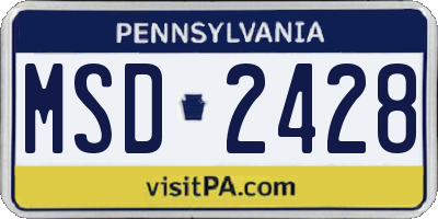 PA license plate MSD2428
