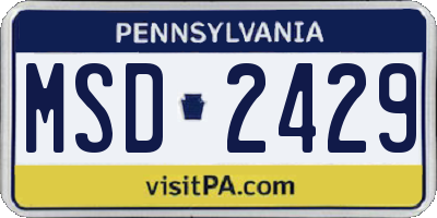 PA license plate MSD2429