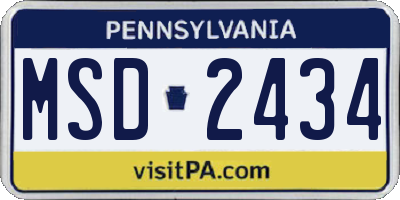 PA license plate MSD2434