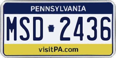 PA license plate MSD2436