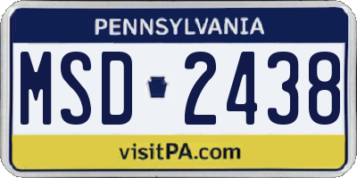 PA license plate MSD2438