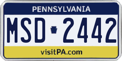 PA license plate MSD2442