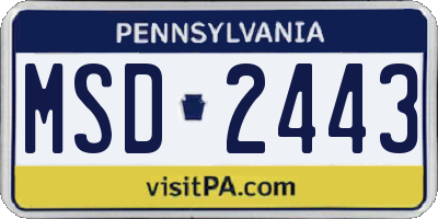 PA license plate MSD2443
