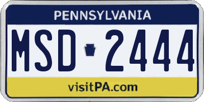 PA license plate MSD2444