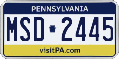 PA license plate MSD2445
