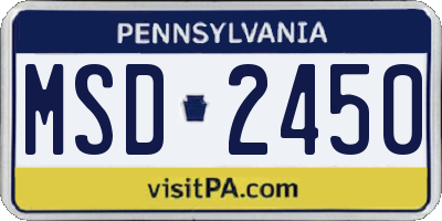 PA license plate MSD2450