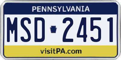 PA license plate MSD2451
