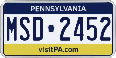 PA license plate MSD2452