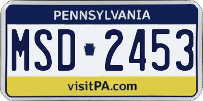 PA license plate MSD2453