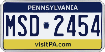 PA license plate MSD2454