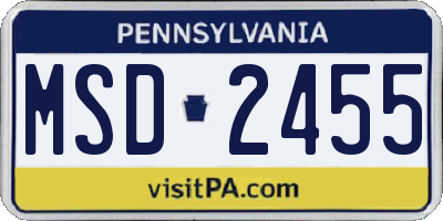 PA license plate MSD2455