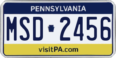 PA license plate MSD2456