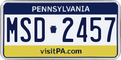 PA license plate MSD2457