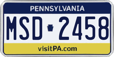 PA license plate MSD2458