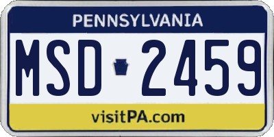 PA license plate MSD2459