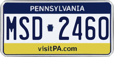 PA license plate MSD2460