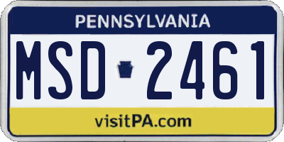 PA license plate MSD2461