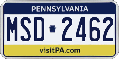 PA license plate MSD2462