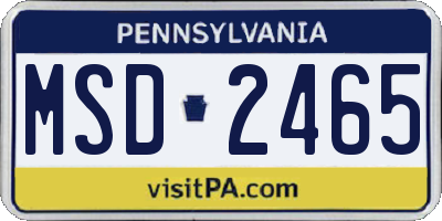 PA license plate MSD2465