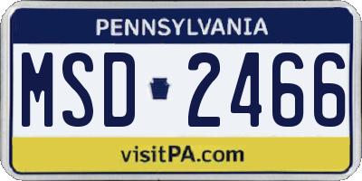 PA license plate MSD2466