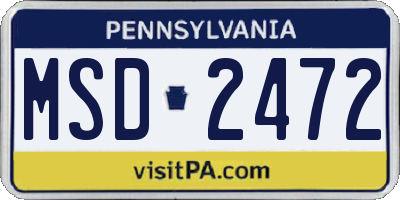 PA license plate MSD2472
