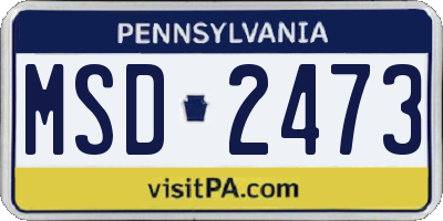 PA license plate MSD2473