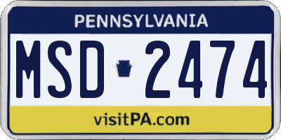 PA license plate MSD2474
