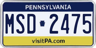 PA license plate MSD2475