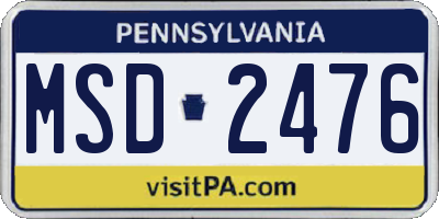 PA license plate MSD2476