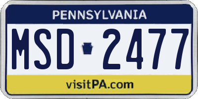PA license plate MSD2477