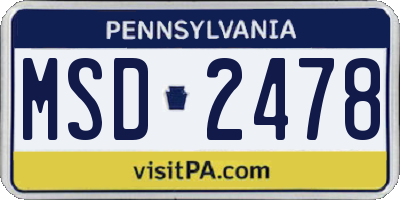 PA license plate MSD2478
