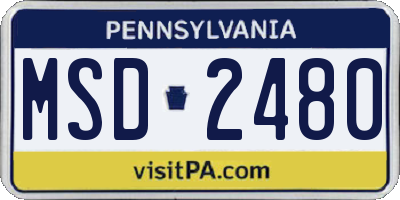 PA license plate MSD2480