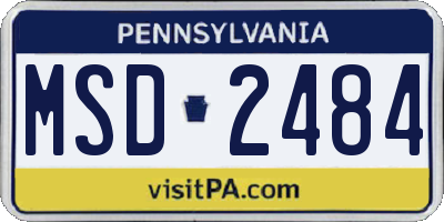 PA license plate MSD2484