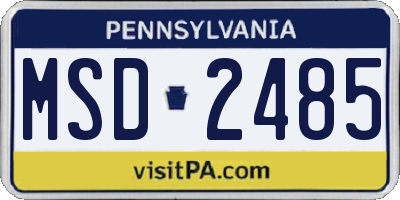 PA license plate MSD2485